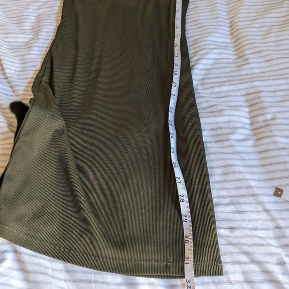 Forever 21 Ribbed Olive Green Short-sleeve Mini Bodycon Dress - Picture 3 of 4